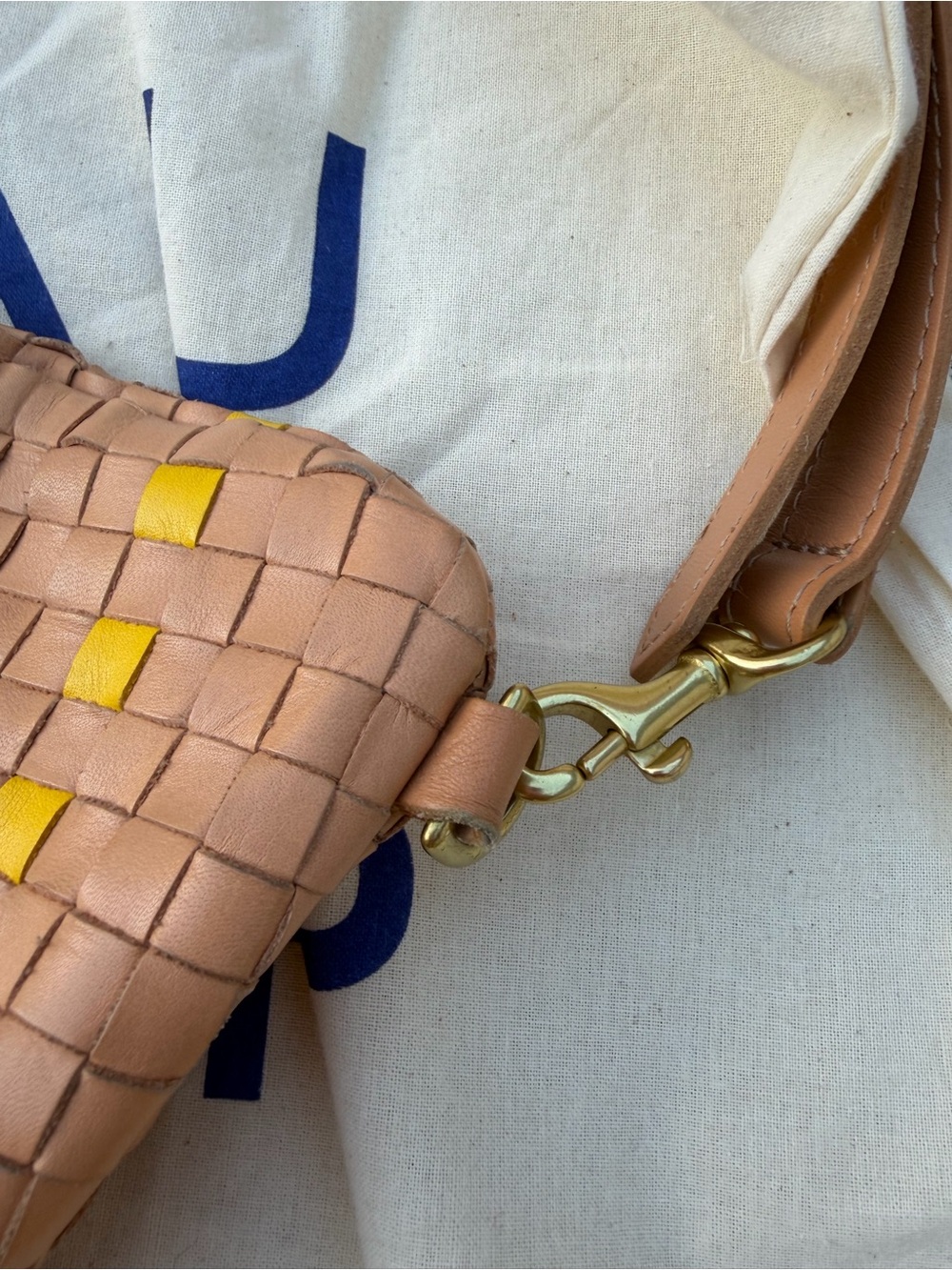 Clare V. Grande Fanny- bisque woven checker - Picture 9 of 15